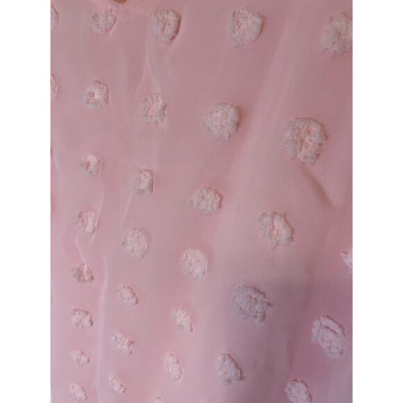 Boutique Womens Pink v neck blouse top size L ruffle sleeves polka dot print - Picture 3 of 10